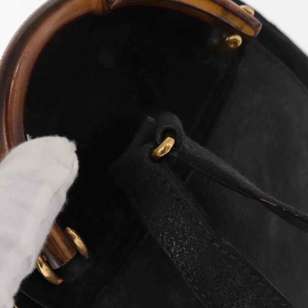 GUCCI Bamboo Backpack Leather Black Gold 003 2058 0030 Auth 156278 - Picture 7 of 16